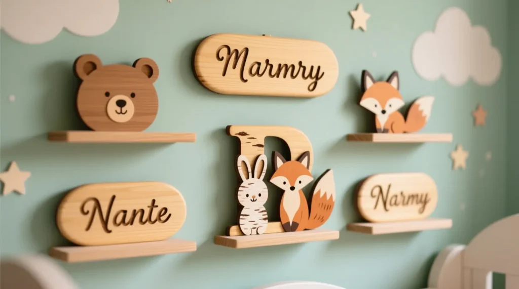 Cute Wooden Name Signs for Nursery