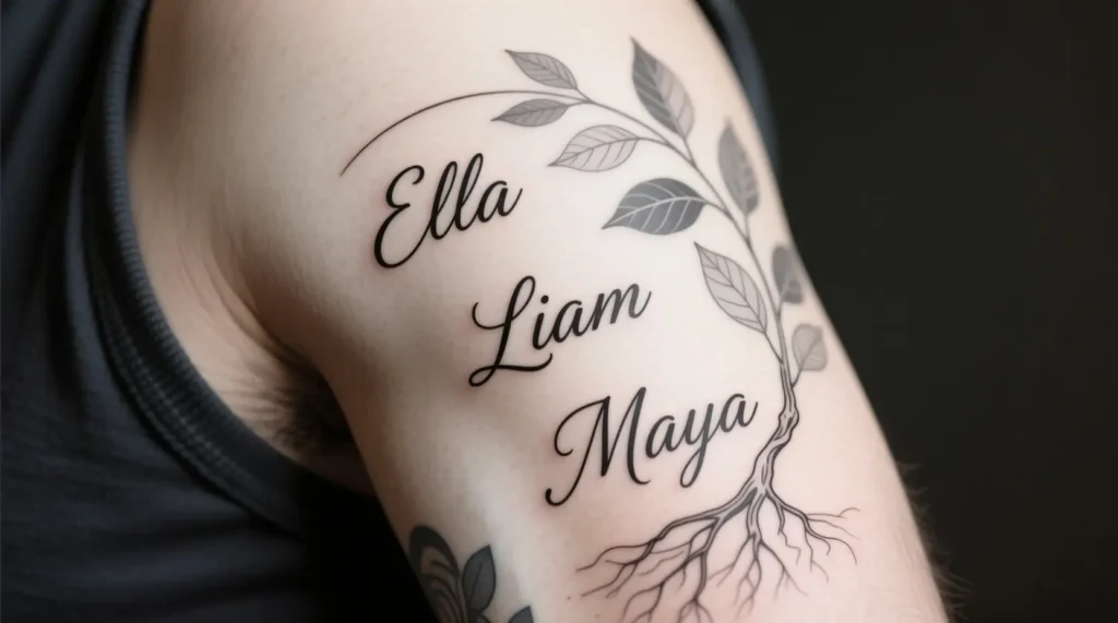 Ideas for Dads Getting 3 Kid Name Tattoos