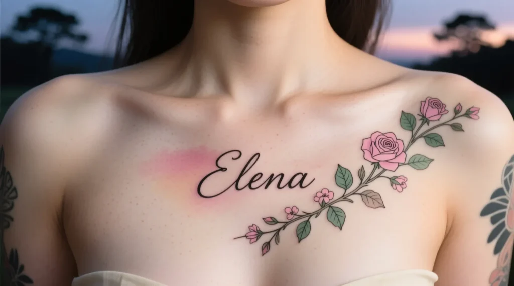 Romantic Name Tattoos for Chest
