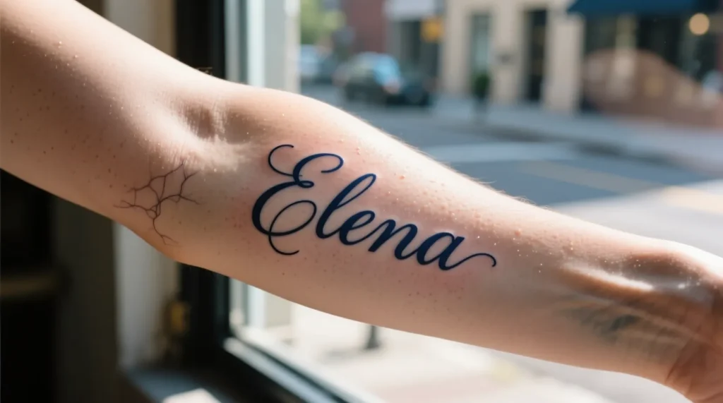 Script Style Forearm Name Tattoos