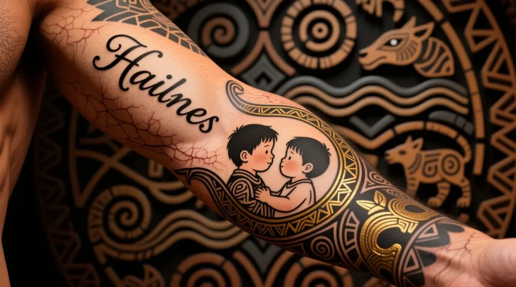 Tribal Child Name Tattoos
