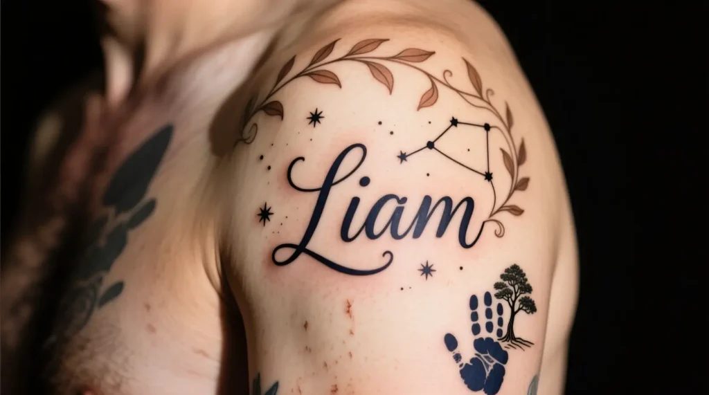 Unique Font Child Name Tattoo