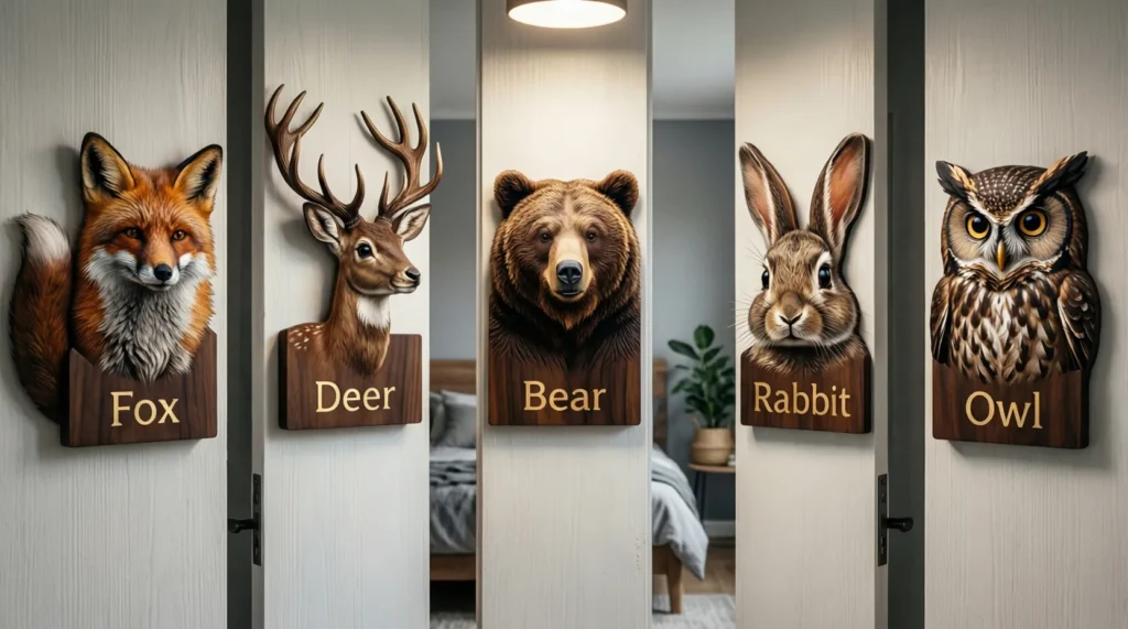 Animal-Themed Name Plates for Doors