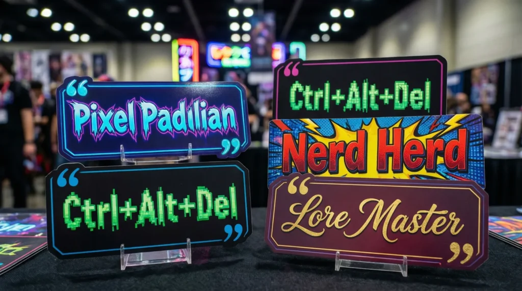 Gamer & Geeky Nicknames Name Tags for Events