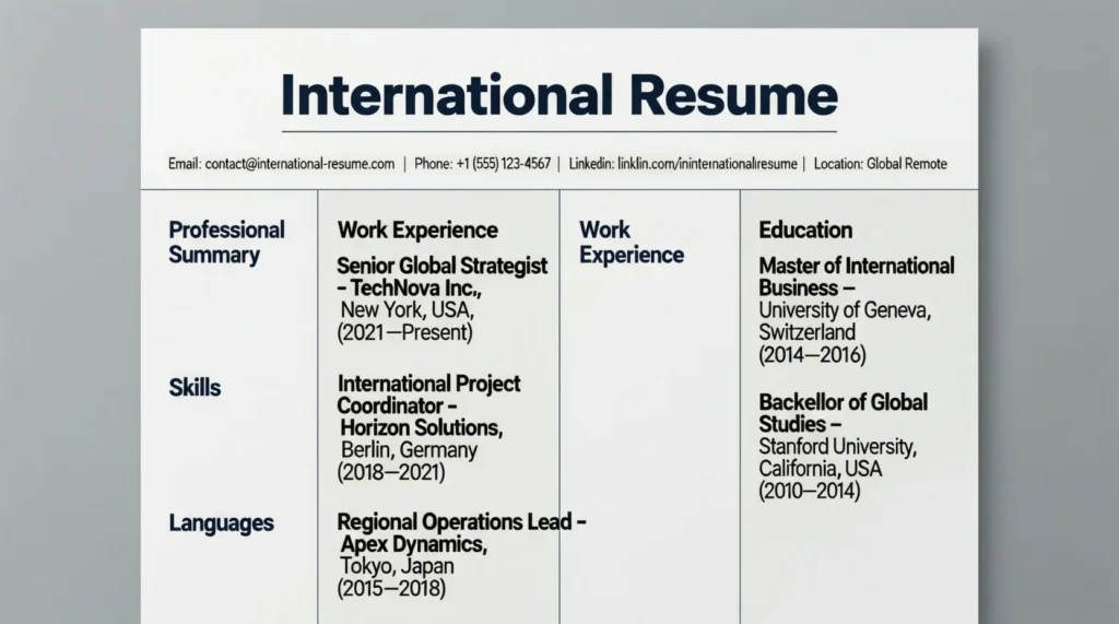 International Resume Names