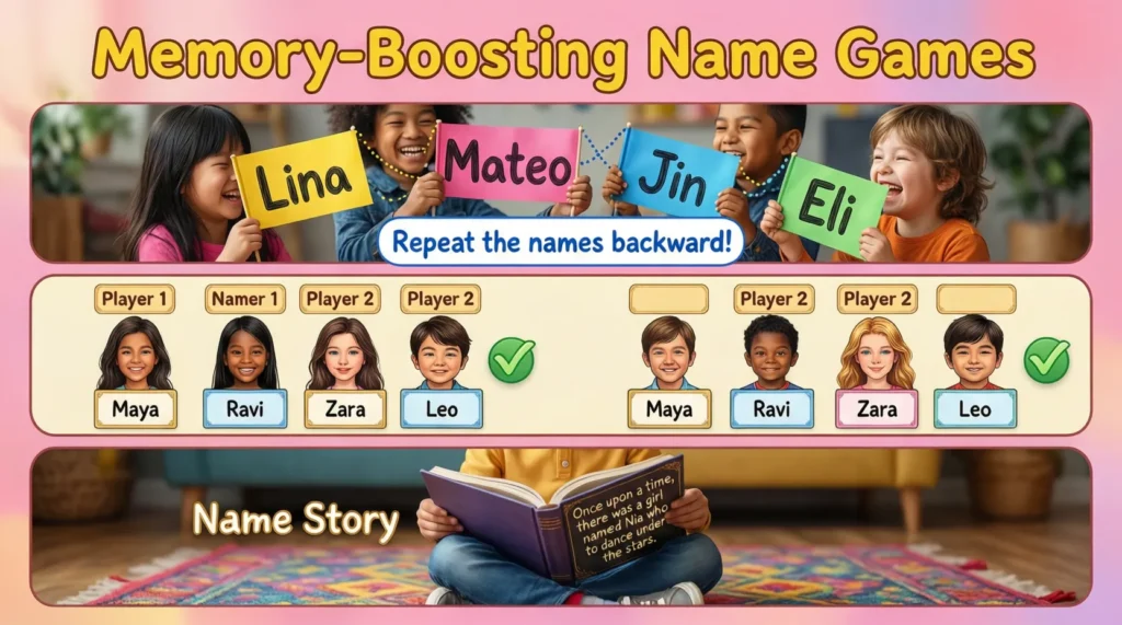 Memory-Boosting Name Games