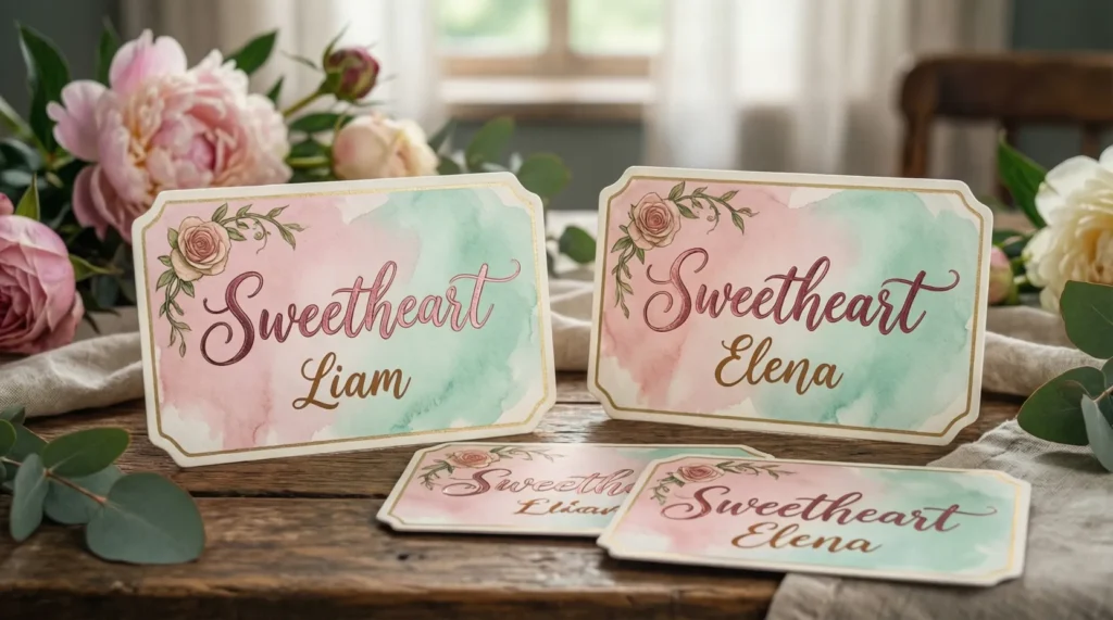 Romantic Nicknames Name Tags for Events