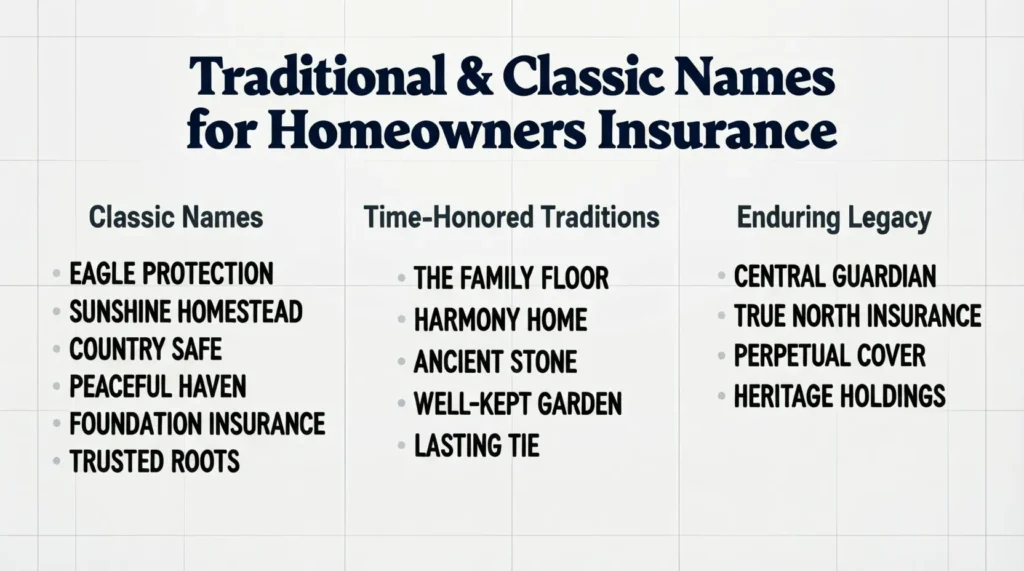 Traditional & Classic Names for Homeowners Insurance